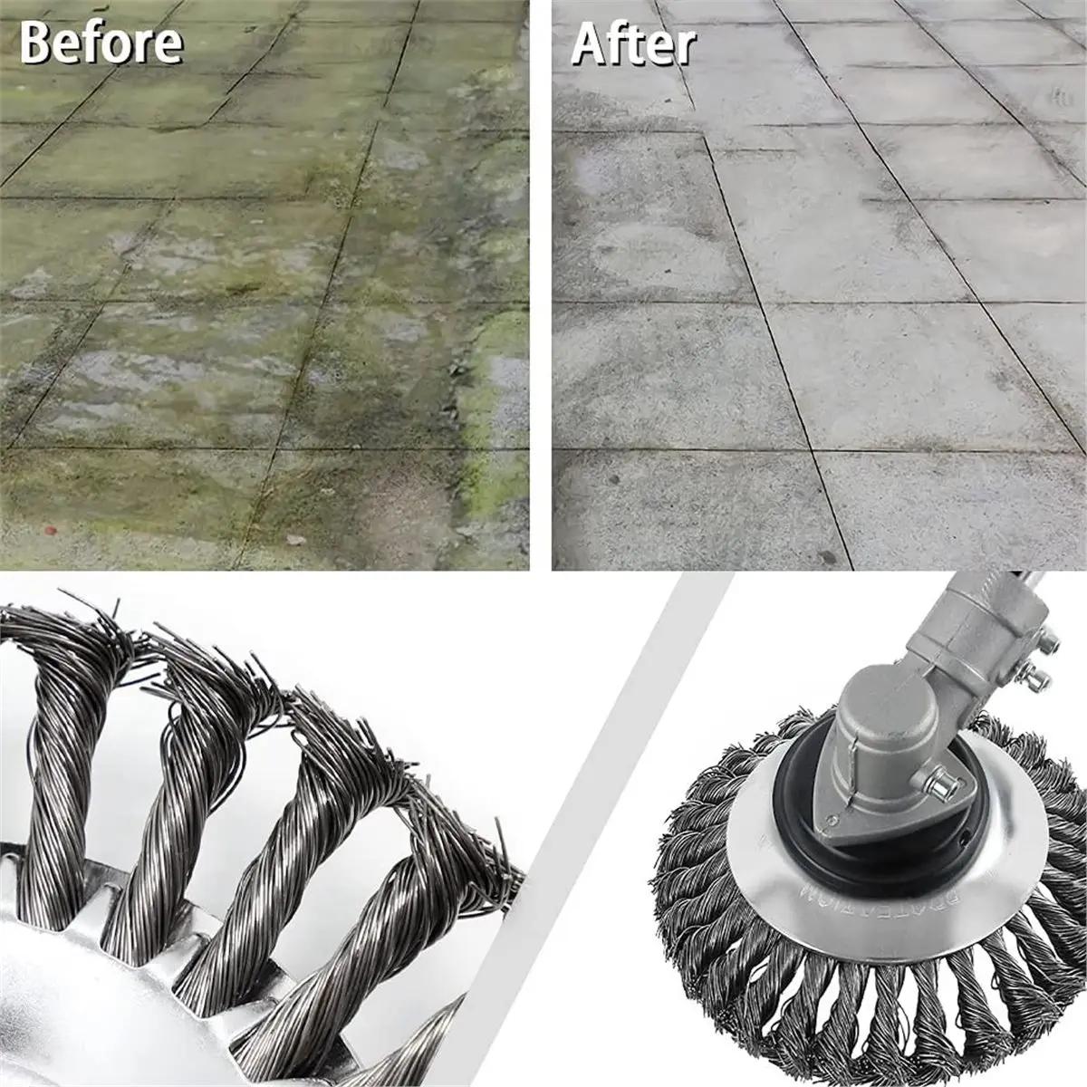 【AT48】 NEW 6 Inches Wire Brush Cutter Steel Wire Wheel Suitable for Weeders with 4 Adapters Lawn Mower Accessories