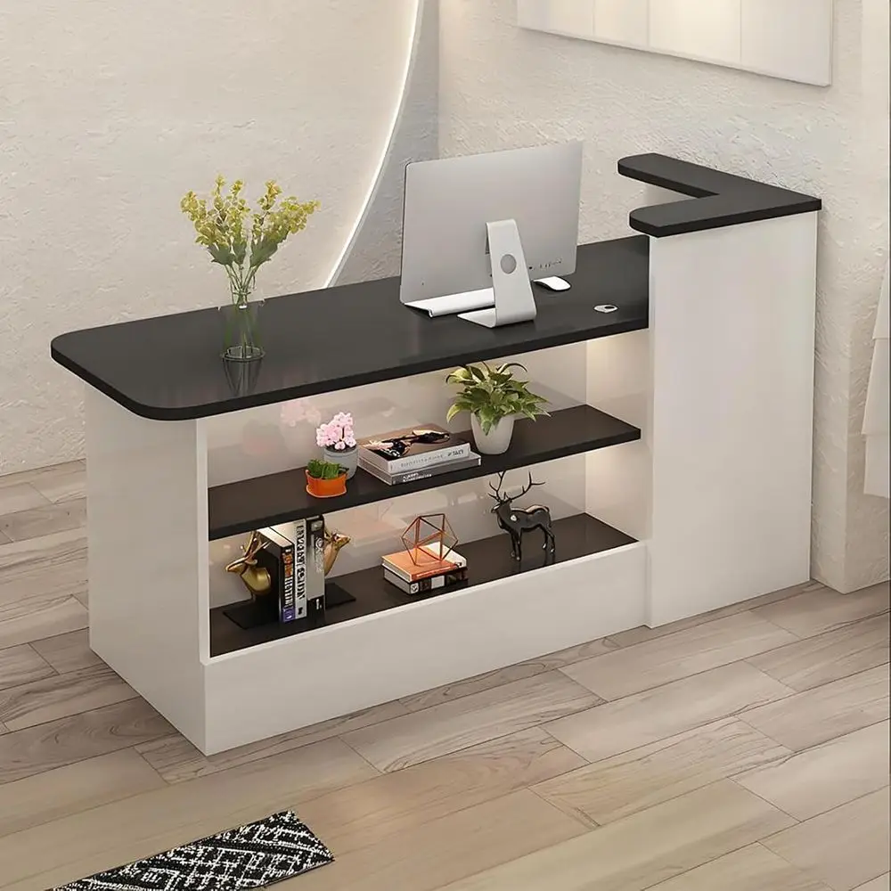 

ern Retion Desk with Display Shelves,ront Counter Table with Storage,ront Desk or Sns, Oices, Lobbies, Retail Stores and Caes,Mu