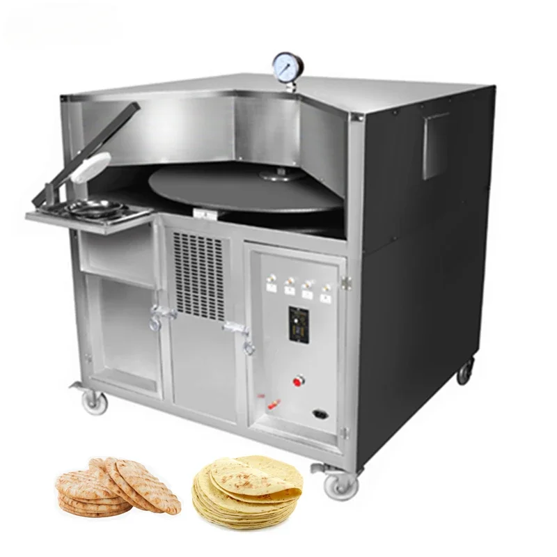 Commercial rotating flat naan bake making electric gas tandoor lebanese chapati arabic roti pita bread oven other snack