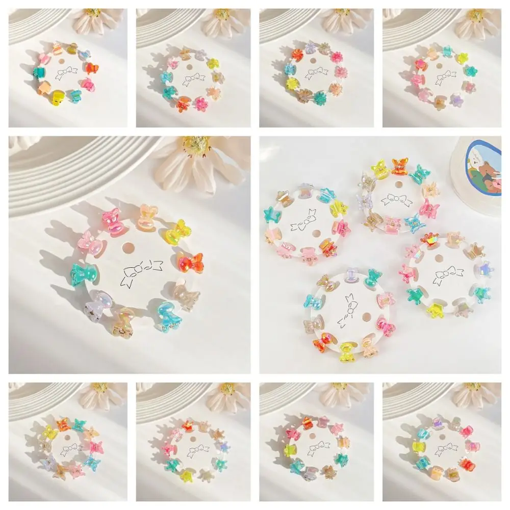Hair Accessories Mini Hair Claw Transparent Candy Color Star Hair Crab Clip Hair Ornaments Barrettes Flower Mini Hair Claw Women