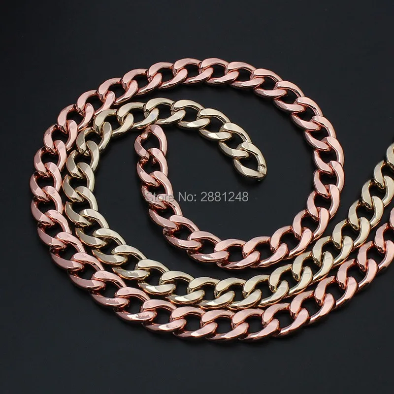 Cubierta enchapada de alta calidad, cadenas, bolsos, monederos, correa de oro rosa, accesorio directamente duro de fábrica, 1-5 metros, 12mm de ancho, venta al por mayor