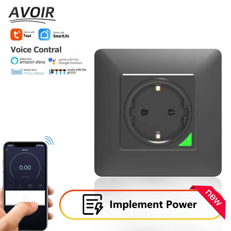 Avoir Tuya Smart Power Socket With Timer Switch EU Standard 220V Zigbee Wifi Bluetooth APP Connect Work With Alexa Google Home