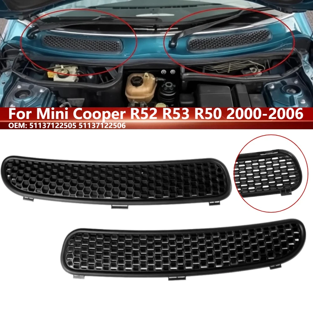 

Комплект из 2 шт. вентиляционных решеток капота (воздухозаборников) 51137122506 для Mini Cooper R52 R53 R50 2000-2006