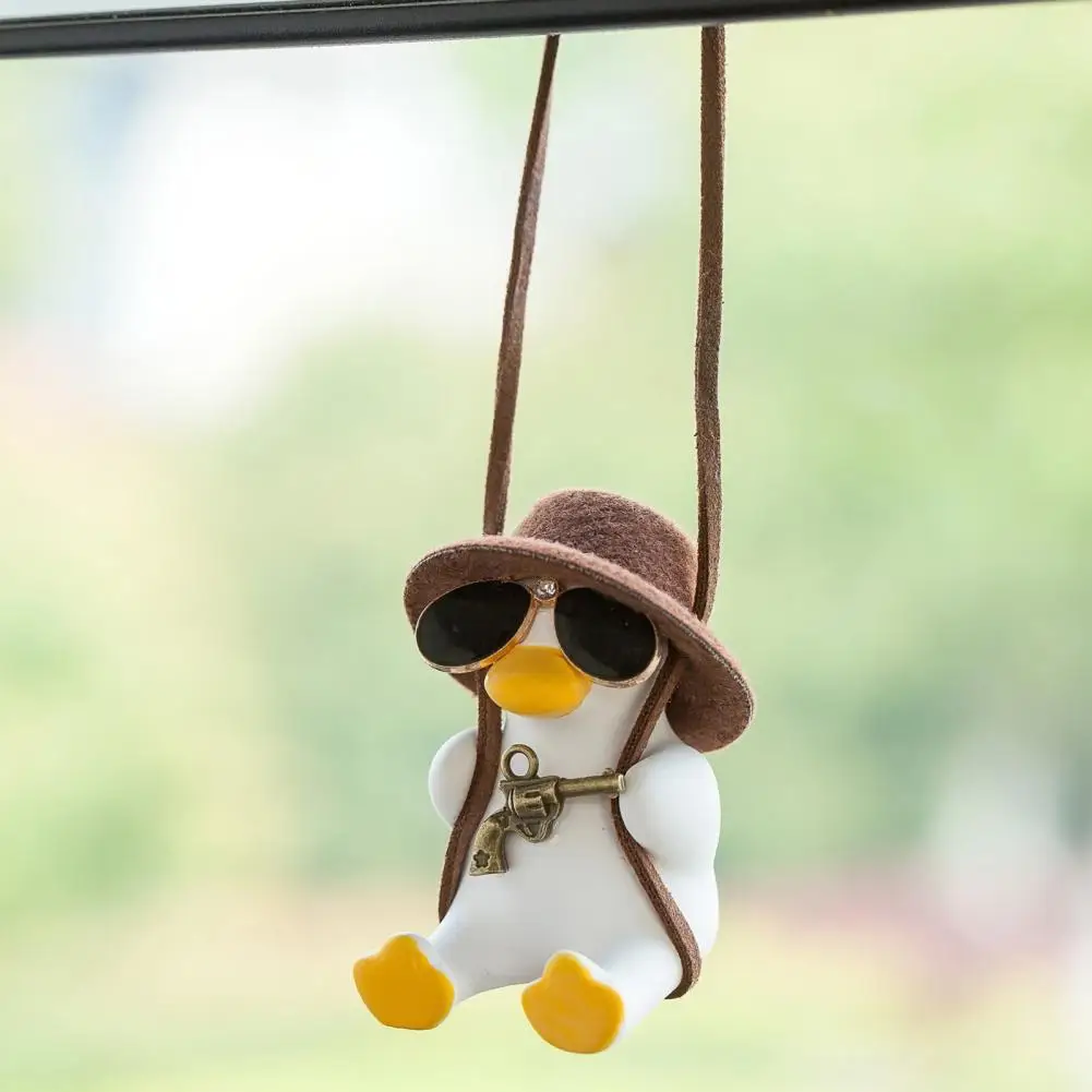 Swing Duck Car Hanging Decoration Home Office Auto Rearview Mirror Cartoon Duck Hanging Ornament Animal Pendant Birthday Christm