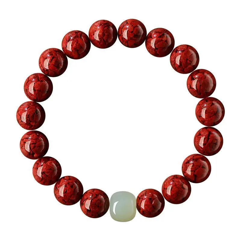 Genuine crystal cinnabar bracelet, male natal year amulet belongs to dragon and female transfer bead jewelry, gift for friends