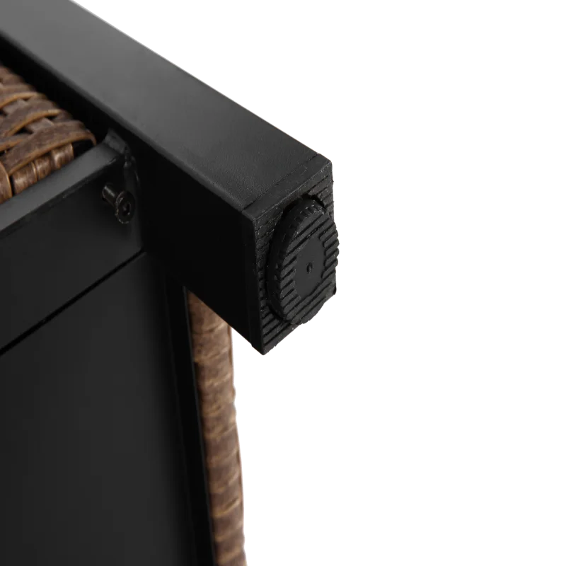 Outdoor Kitchen Wicker Island Rolling Cart & Storage Cabinet, Wheels and Stainless Steel Extended Table Top, Side Handle for Pat