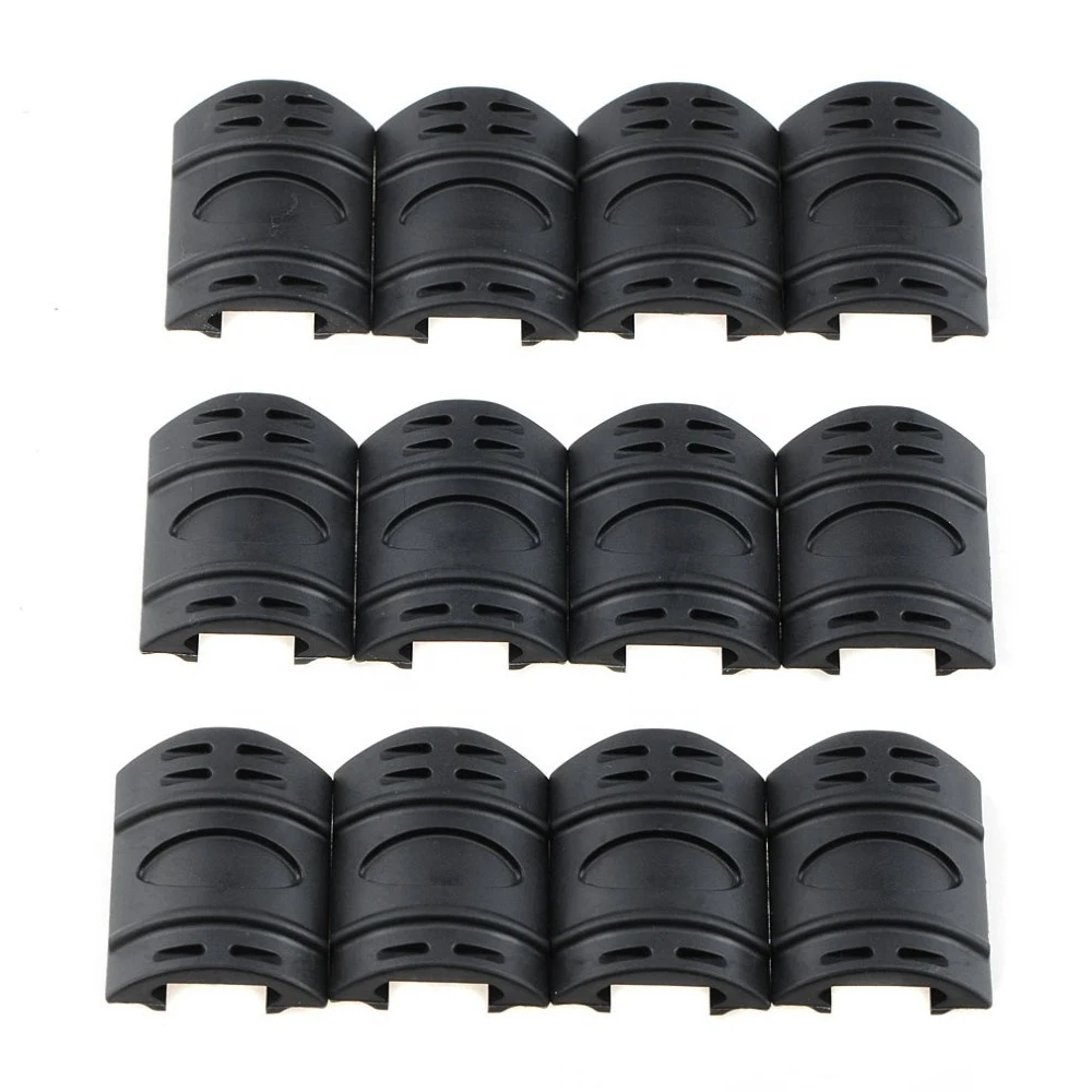 12 Stück Gummi-Schienenabdeckungen Handschutz Quad-Schienenabdeckungen für Jagd-Airsoft-Gewehr M4 Schutz Universelle 20mm Picatinny-Schienen-Zubehörteile – Detail 1