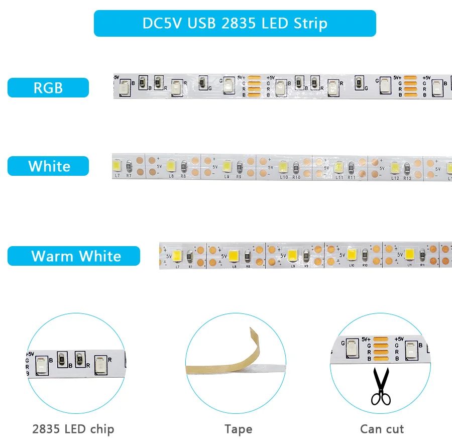 Taśma Led Usb 12V podświetlenie Tv szafy dekoracji sypialni oświetlenie zewnętrzne wstążka 1M 2M 3M 4M 5M taśma Rgb żarówka Bluetooth