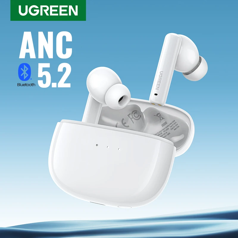 UGREEN HiTune T3 ANC Wireless TWS Bluetooth 5.2 Earphones Headset Active Noise Cancellation, in-Ear Mics Handfree Phone Earbuds