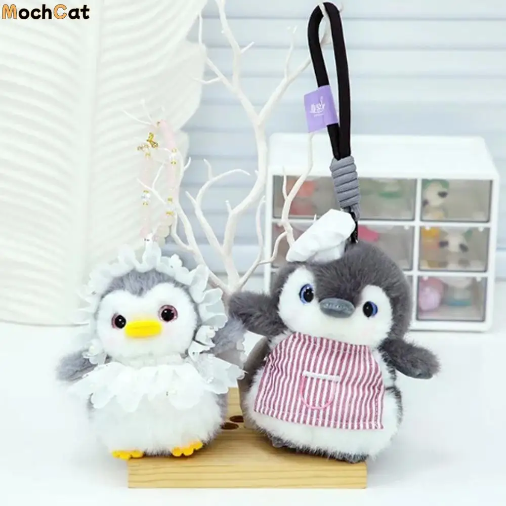 

Apron Penguin Plush Keychain Fluffy Dressed Penguin Car Keyring Soft Collection Simulation Animals Plush Toy Home Decor