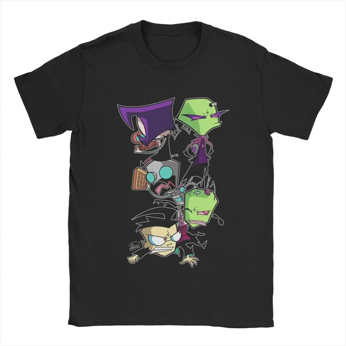 Pile On The Dib Invader Zim T-Shirt Men Hipster Cotton Tees Round Collar Short Sleeve T Shirts Gift Idea Clothing