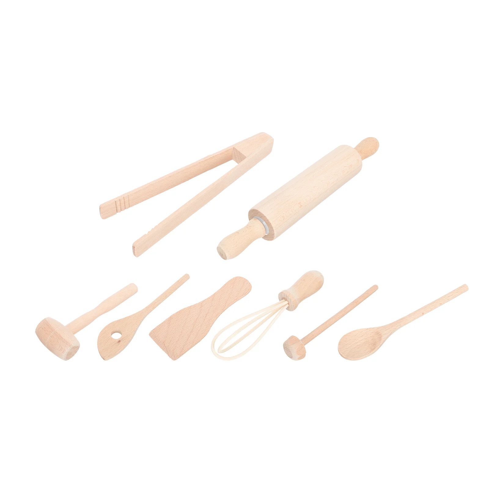 1 set 1 Set Strumenti di cottura per bambini in legno Liscio Giochi di imitazione Utensili da cucina per bambini Mattarello in legno Mini spatola Frullino per le uova