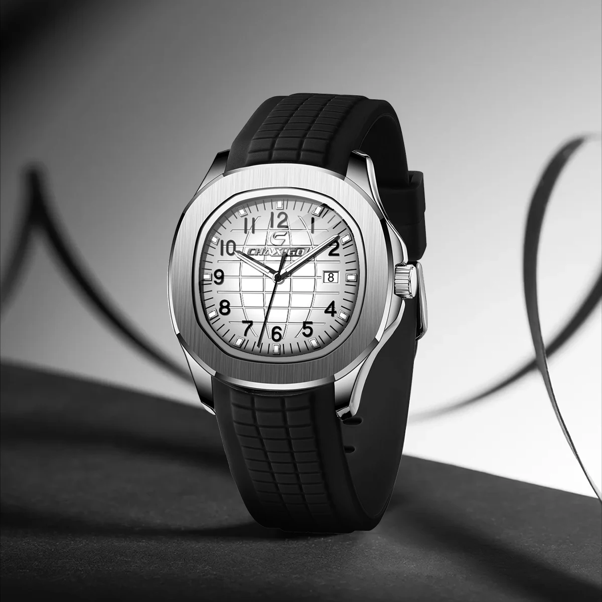 

CHANAGO new men's stylish classic business casual watch, features a silicone strap, luminous hands 30-meter water resistance