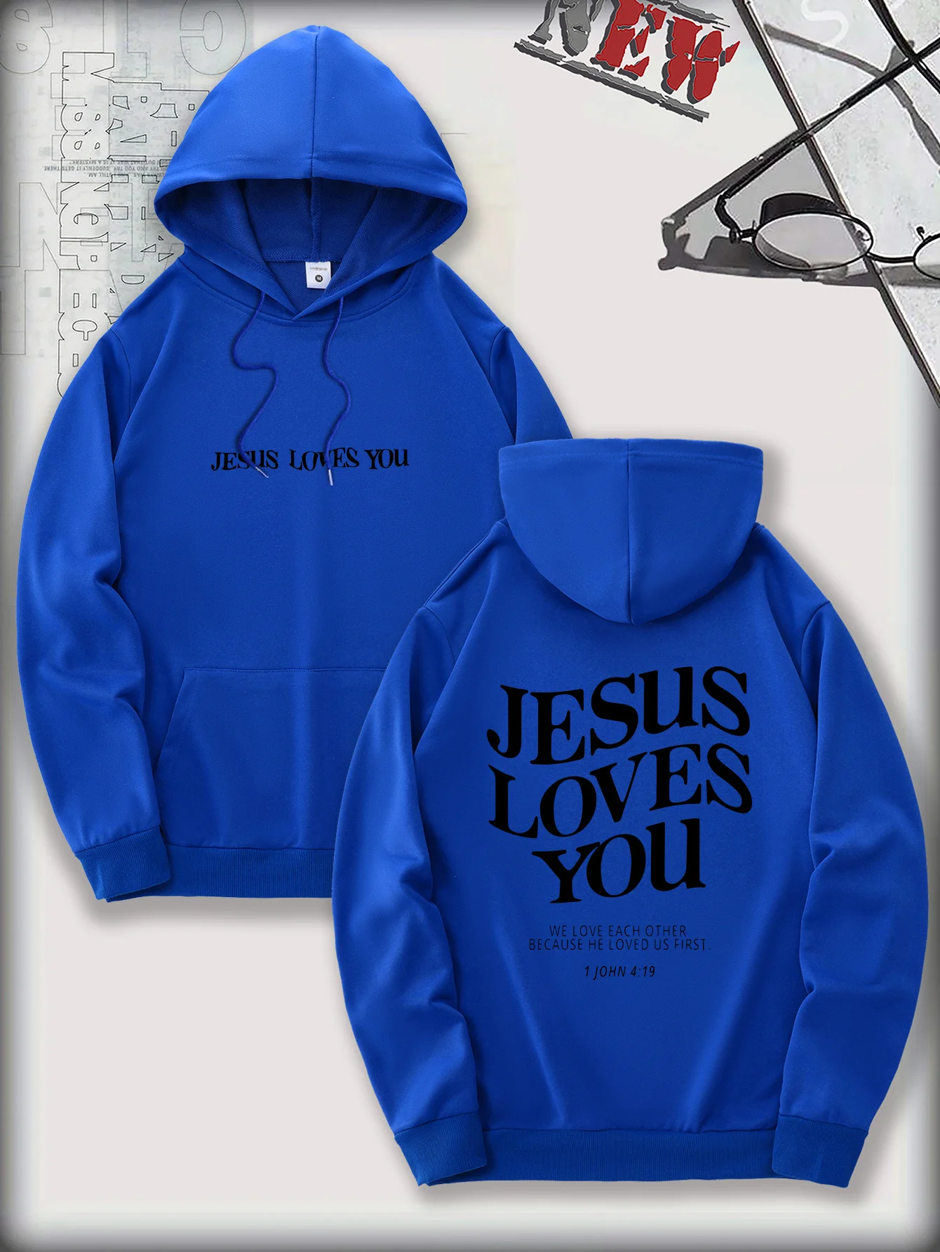 سترة رجالية كاجوال بغطاء للرأس بتصميم جيب الكنغر الأخضر وطباعة أمامية وخلفية مريحة للاستخدام اليومي ملابس مريحة #2