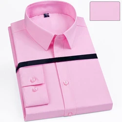 Long Sleeved Men's Business and Leisure Professional Work White High-end Elastic Wrinkle Resistant Men's Shirt