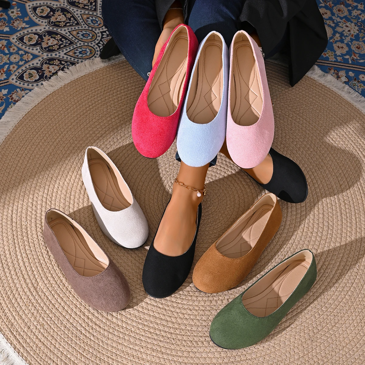 Zapatos Planos de Mujer, Cómodos, de Punto, Estilo Ballet, Casuales, Sin Cordones, Tipo Mocasín, para Oficina, Sneakers, Zapatos de Mujer