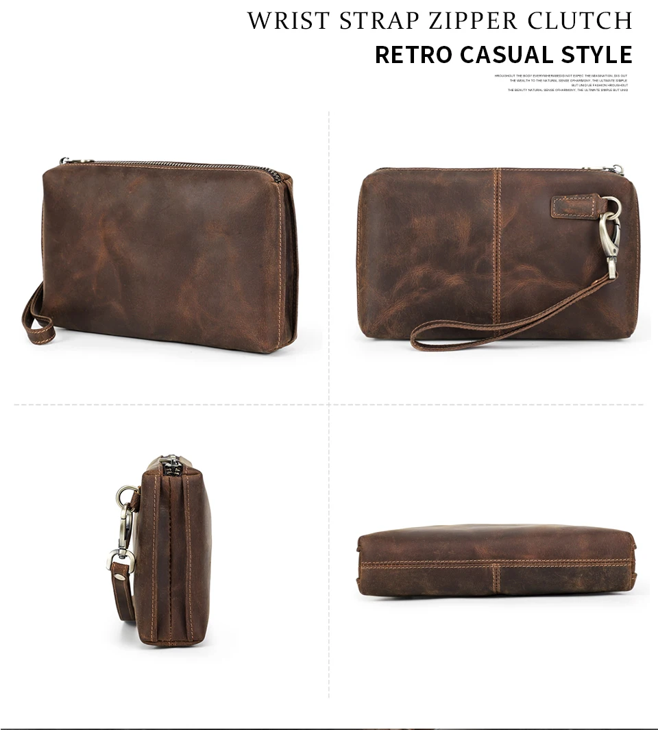 CONTACT'S Vintage Herren Clutch Bag RFID Echtes Leder Clutch Wallet Bag Casual Lange Geldbörse Große Kapazität Reisehandtasche Männlich – Detail 10