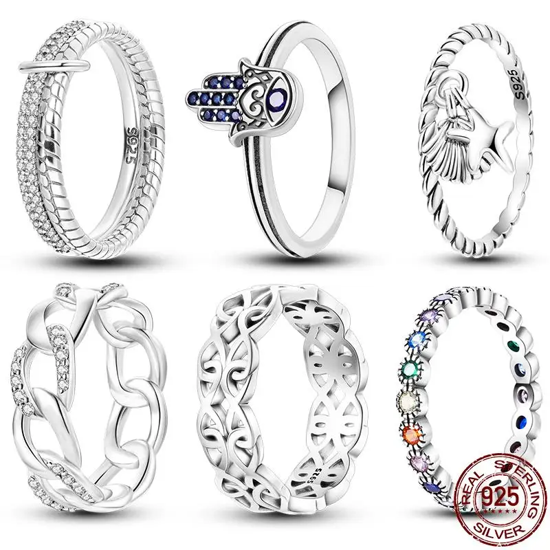 Neu im Angebot: Ringe aus 925er-Sterlingsilber für Damen, Hand der Fatima, Ringherstellung von Schmuck, Geschenk, Party, Verlobung