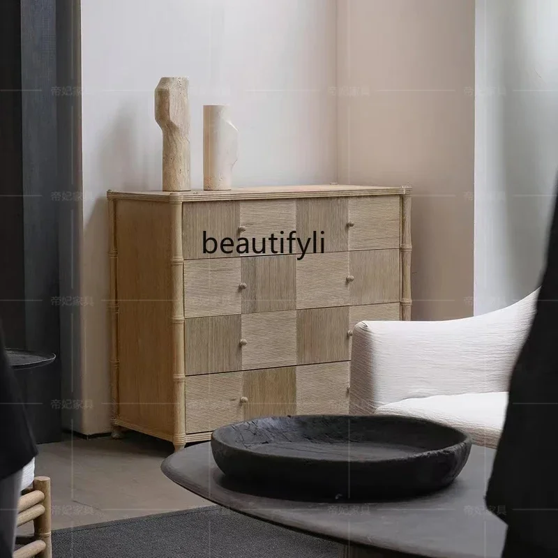 

A4567 Комод для хранения в спальне из цельного дерева во французском стиле ретро Дизайнерский шкаф для хранения Буфет