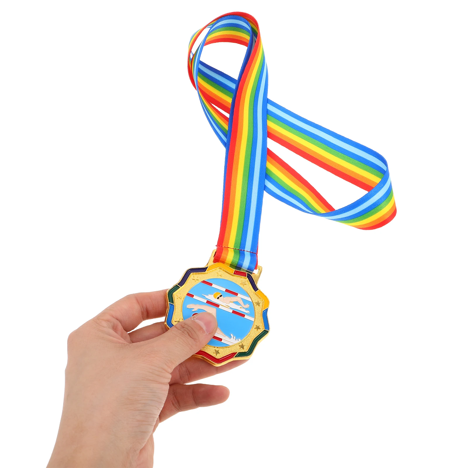 Medalhas de natação com design 3D para prêmio de ouro, troféus de ginástica de metal, fitas vencedoras de liga de zinco duráveis, eventos esportivos para estudantes