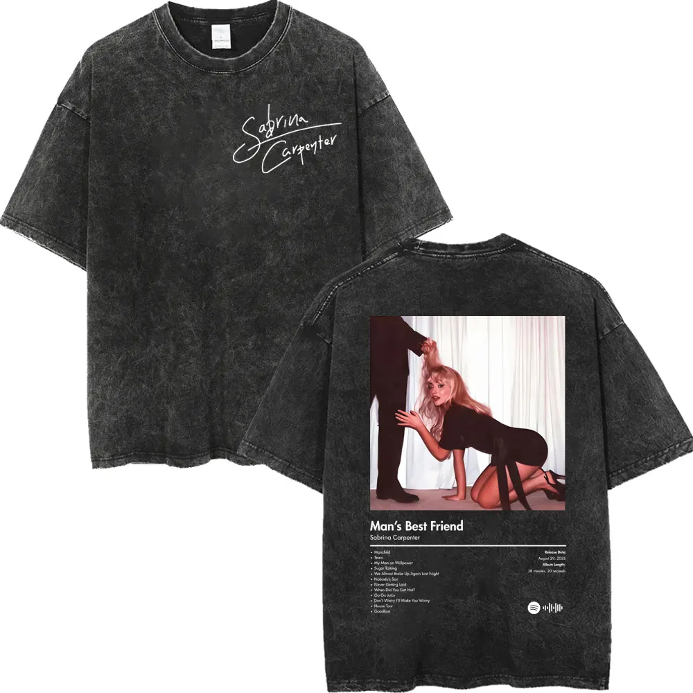 المغني سابرينا نجار ألبوم تي شيرت الرجال النساء الملابس موضة خمر غسلها تي شيرت الصيف عادية كم قصير تي شيرت #2
