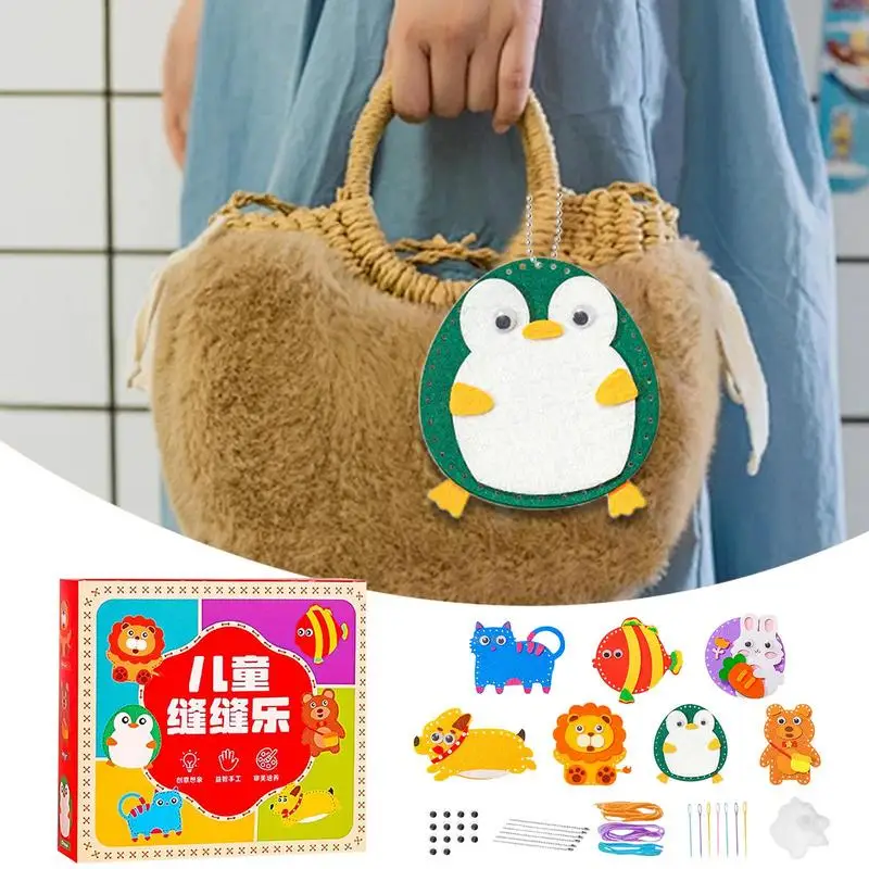 ChildrensDIY Crafts Toy Non-Woven Fabric Cartoon Animal Handmade Sewing Handbag Educational Toys For Kids