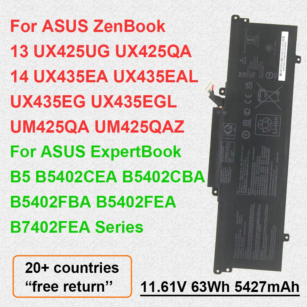 

Laptop Battery For ASUS ZenBook 13 UX425UG UX425QA 14 UX435EA UX435EG UM425QA ExpertBook B5 B5402CBA B5402FBA B5402FEA B7402FEA