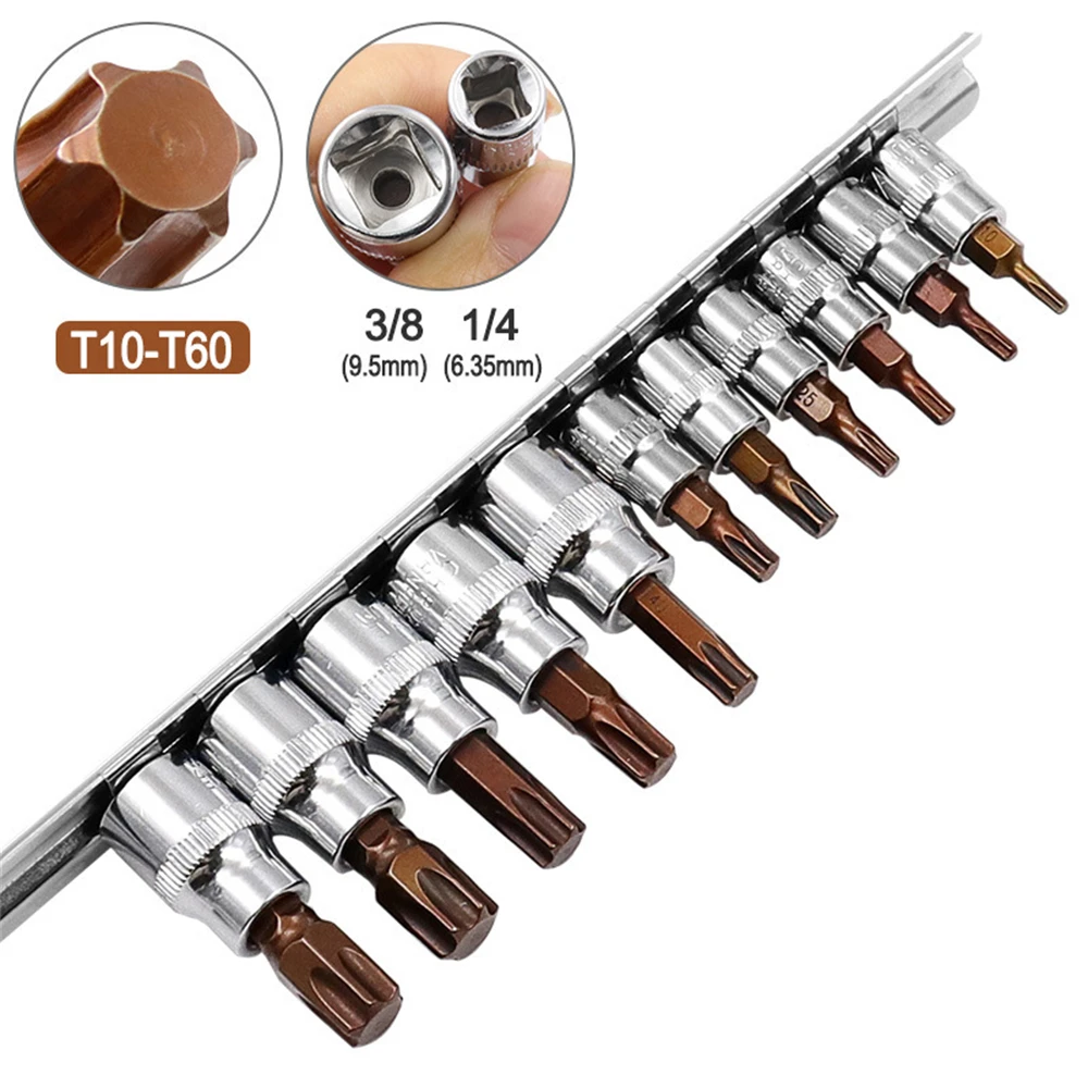 

11 шт., Набор торцевых головок Torx 3/8 дюйма 1/4 дюйма