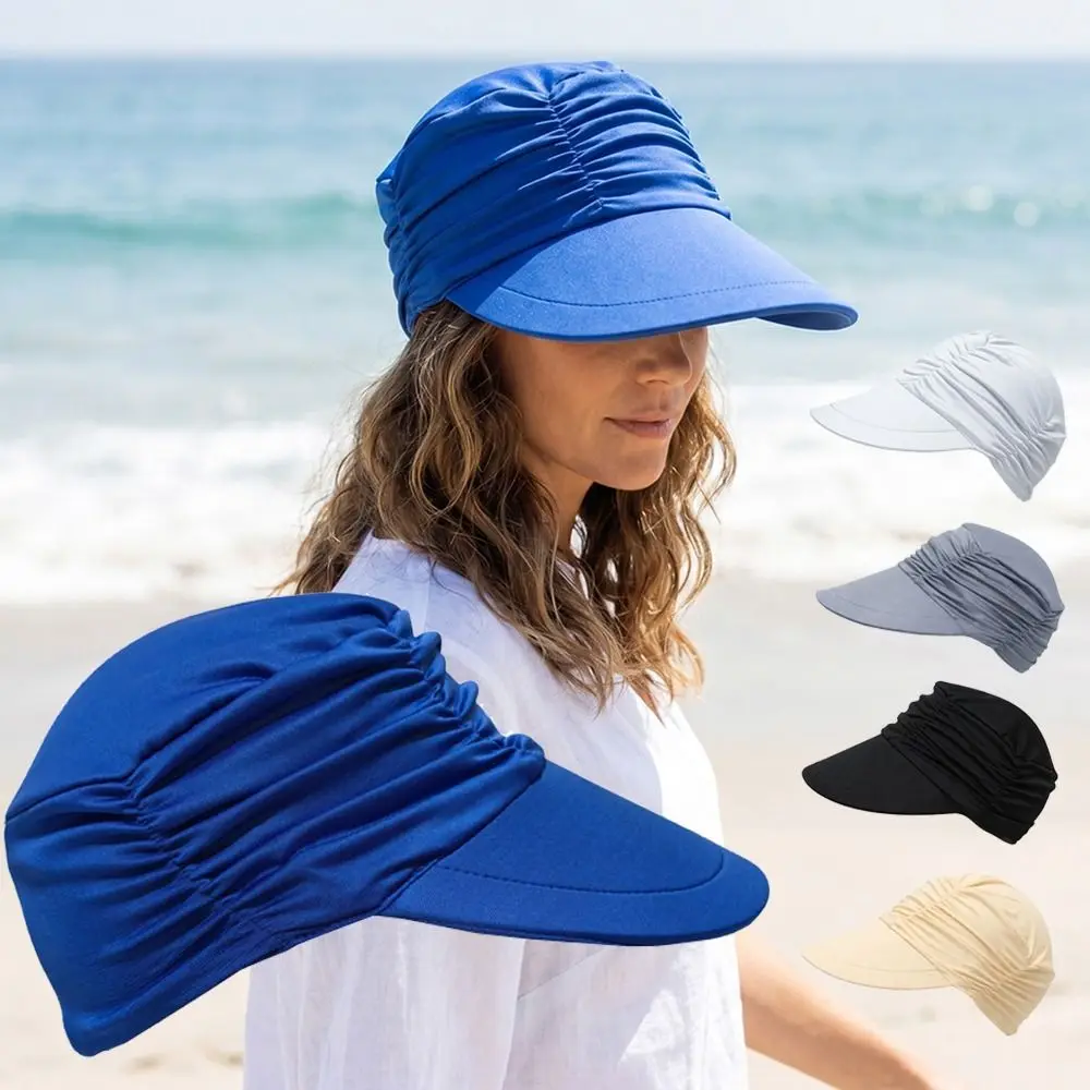 Wide Brim Women Sun Hat UV Protection Elastic Fit Cooling Visor Cap Foldable Adjustable Strap Summer Baseball Cap Exercise