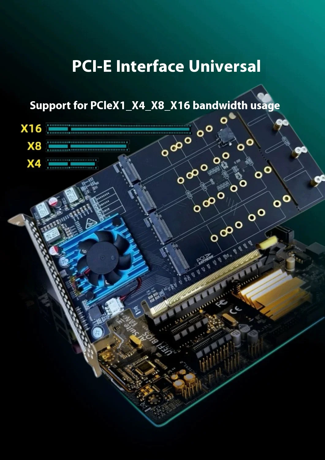 PLX8749 free drive, free main board split 8 disc m.2 full height, expansion card