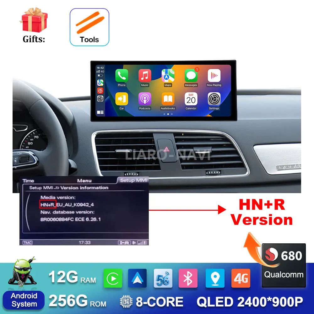 Draadloze Carplay 4G Android 16 voor Audi Q3 2013 - 2018 GPS Navigatie Auto Video Multimedia Speler WiFi BT DSP Stereo Auto Gereedschap