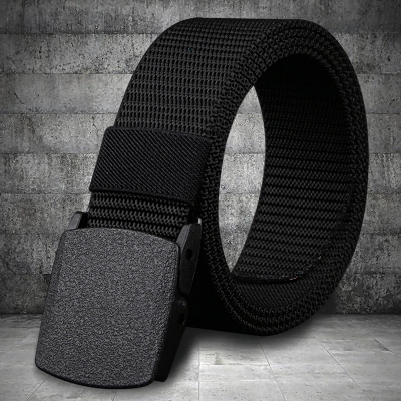 Men's Belt Casual Lightweight Breathable Tactical Outdoor Automatic Buckle Military Training Security Check Male's Canvas Belts image 3