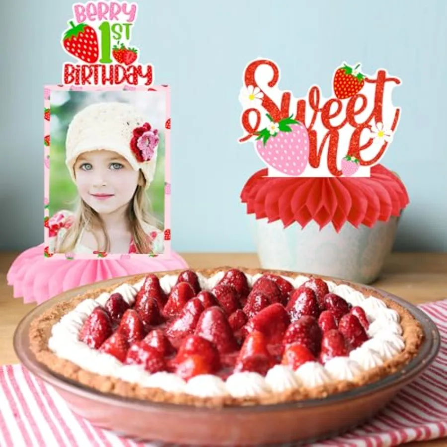 الفراولة الحلوة واحدة العسل المركزية 10 قطعة التوت الأولى صور الجدول المركزية الفراولة حفلة عيد ميلاد زينة Be #6