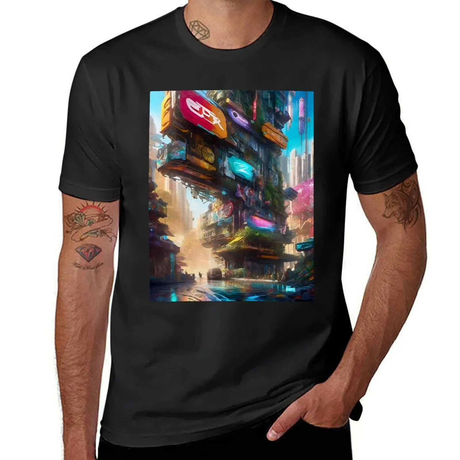 

Cyber City Tower Complex - Surreal Sci Fi Art concept T-Shirt boys whites oversizeds Men's clothing