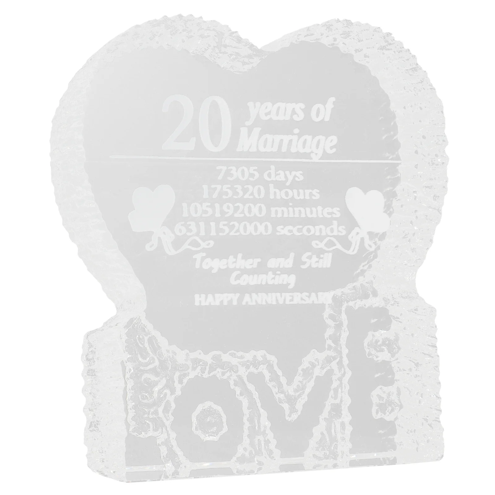

20th Anniversary Wedding Crystal Heart 3D Engraved Love Sculpture Desktop Romantic Gift Wedding Anniversary Crystal