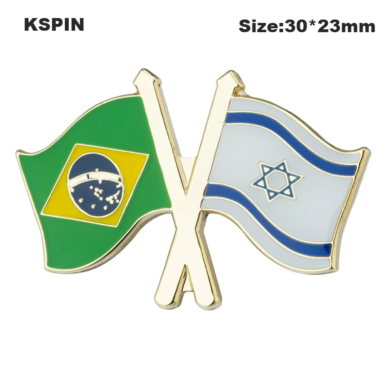 

Brazil & Israel Flag Lapel Pin Friendship Flag Badge Flag pin