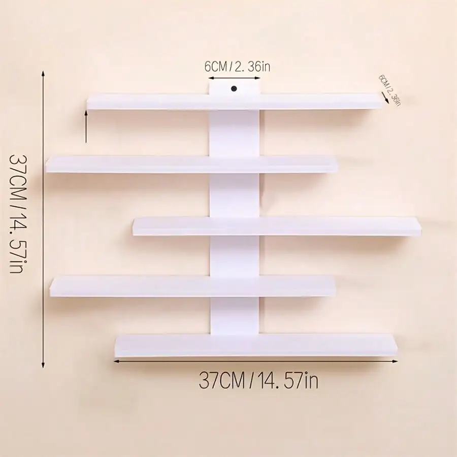 رف عرض حائط قابل للتعديل بدون أدوات مكون من 5 طبقات للألعاب تذكارات رف عائم موفر للمساحة