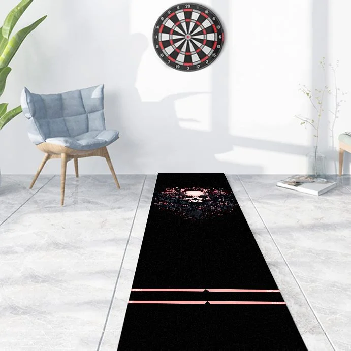 VIKAMA Rose Skull Graphic Dart Mat Marked Throw Lines Non Slip Anti Wear Dart Game Long Strip Floor Rug Professional Indoor