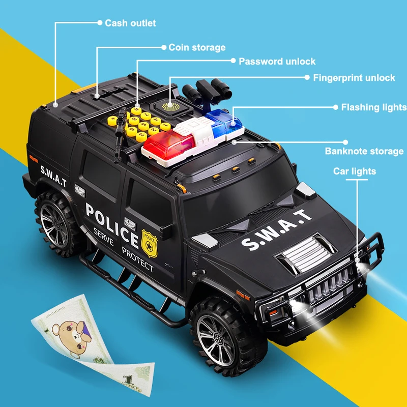 Creative Money Transport Truck Toy Multi-function Fingerprint Password Piggy Bank Simulation Sound Shopping Effect Truck Model