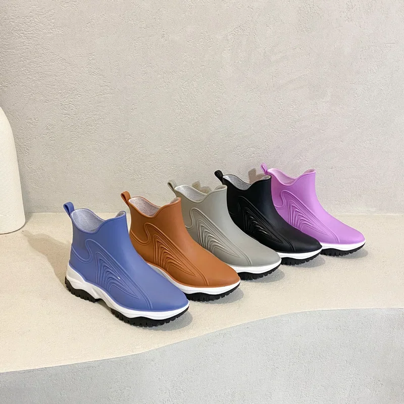 Rain Boots for Women Platform Shoes Kitchen Garden Waterproof Work Rainboots Fashion Non-slip Thicken Rain Boots Botas De Mujer