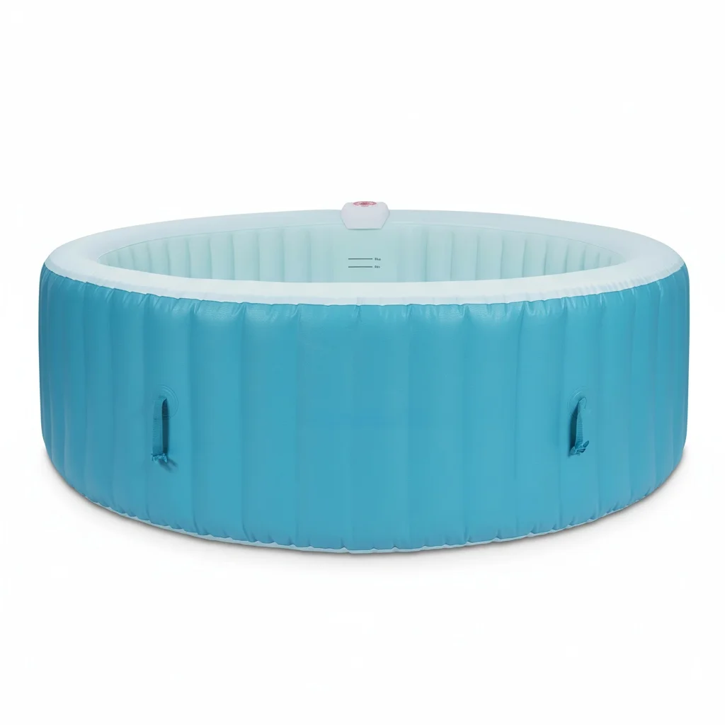 Inflatable Hot Tub, PVC 208 x 208 x 65 cm Portable Spa Pool, 4-Person Round Spa Bath, Outdoor Inflatable Spa, Folding Bathtub