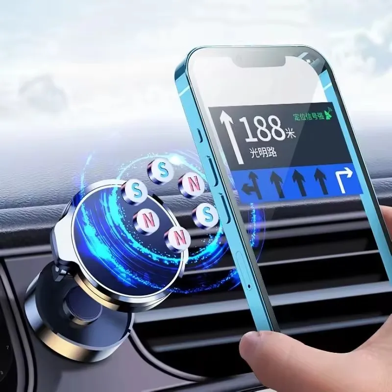 Car Mobile Phone Stand Strong Magnetic Car Holder 720° Foldable Round Bracket Support for Universal Phones Mount Holders