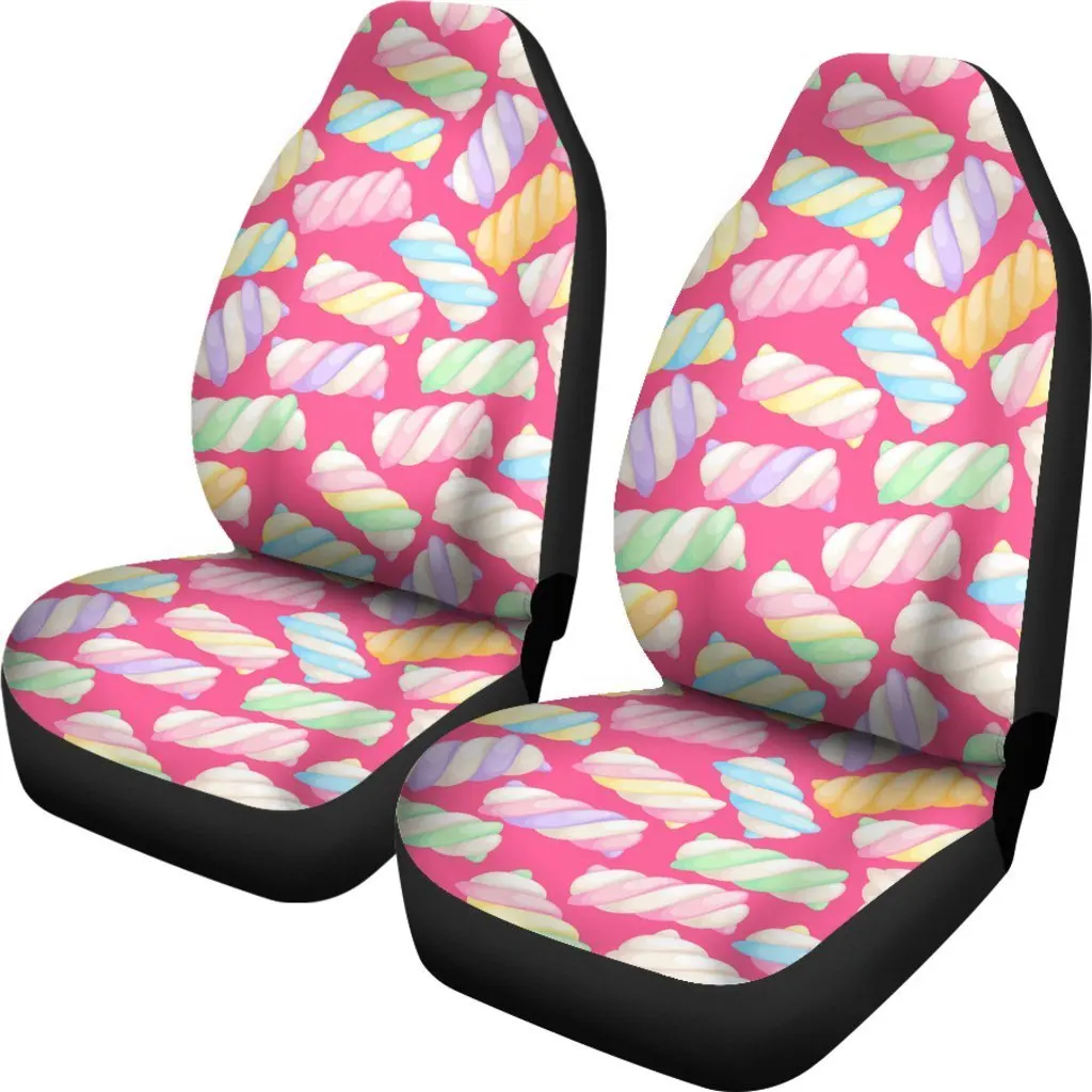 Marshmallow Pink Pattern Print Seat Cover Car Seat Covers Set 2 Pc, Car Accessories Car Mats