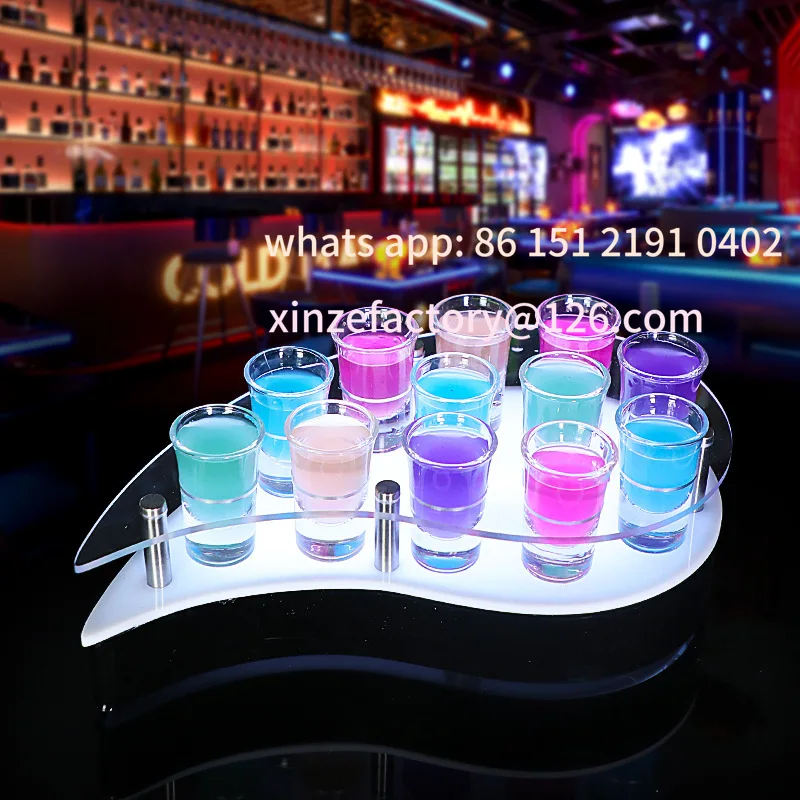 

Customizable acrylic cup holder, bar cocktail rack LED creative water drop bullet cup holder KTV fighting