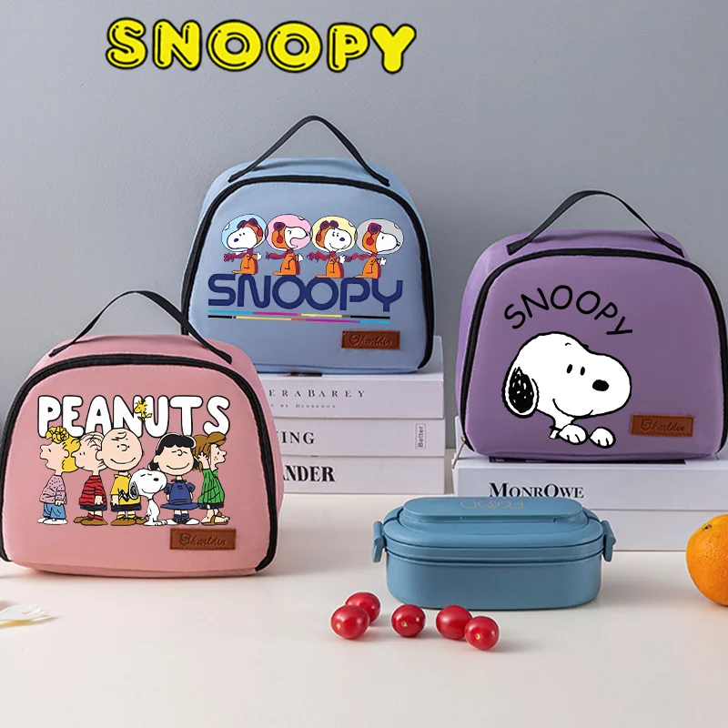 Snoopy Lunch Bag Boys Girl Cartoon Cute Thermal Insulation Box Food Bags Students Portable Tote-Bag Bento Boxes Warmer Bags Gift