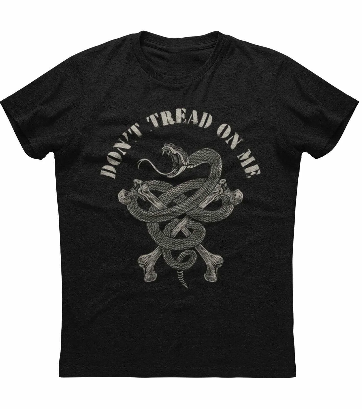 

Don't Tread on Me, Snake Crossed Bone Patriotic T-Shirt 100% Cotton O-Neck Summer Short Sleeve Casual Mens T-shirt Size S-3XL