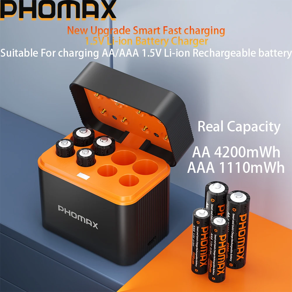 

PHOMAX 1.5V AA AAA Lithium Ion Battery & New Fast Charging Rechargeable Battery For Toy Camera Remote Control Mouse SmartDoor