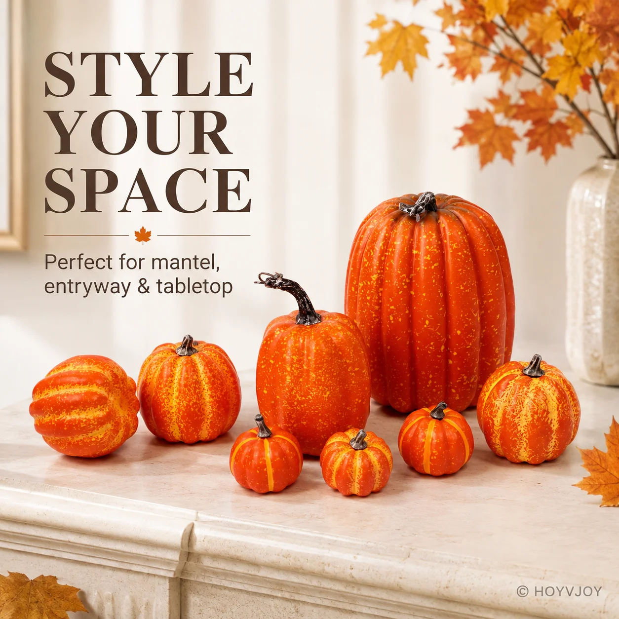 7pcs Pumpkin Autumn Decor Outdoor Orange Foam Plastic Fake Artificial Pumpkin Halloween Harvest Festival Home Table Decor