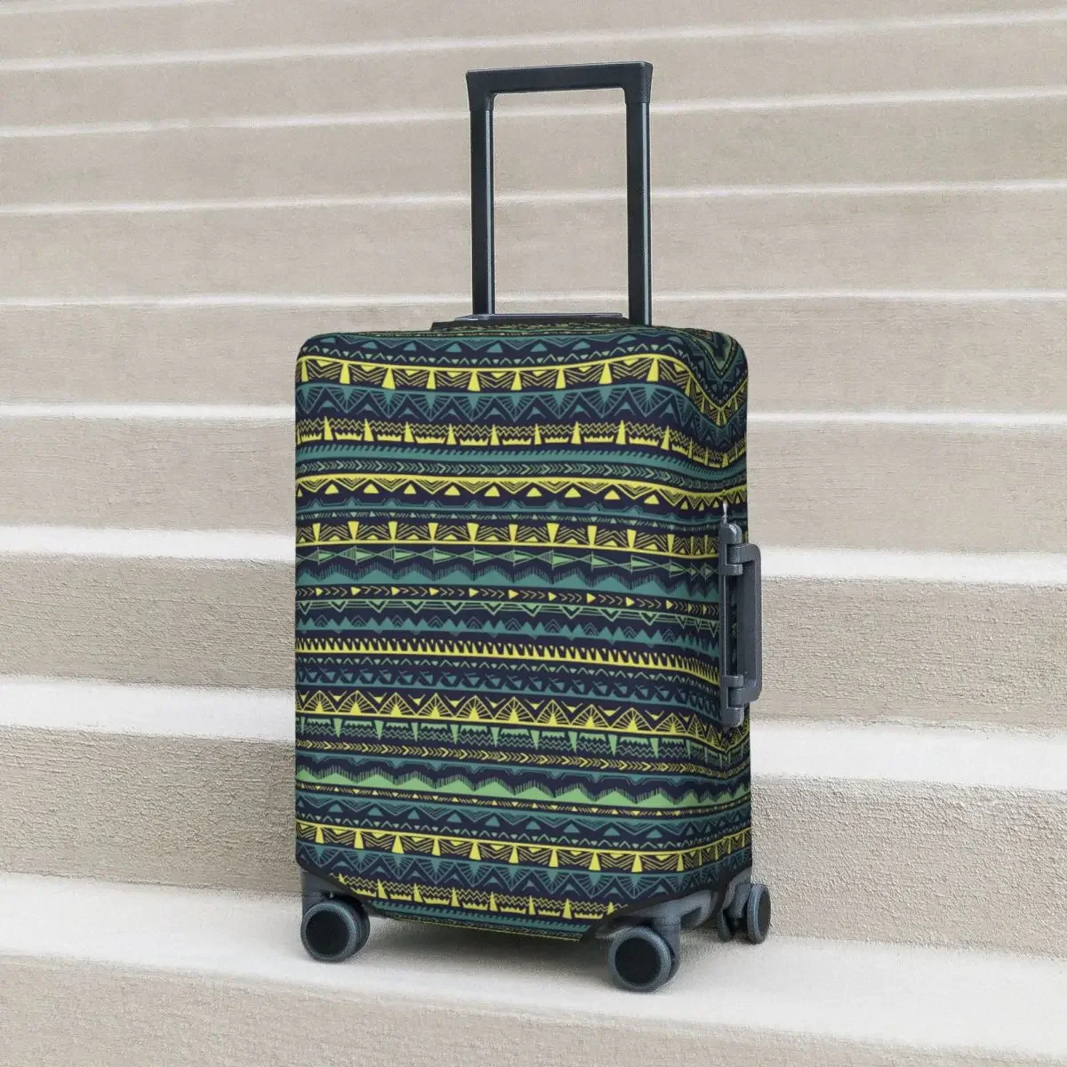 Ethnic Geometric Suitcase Cover Abstract African Cruise Trip Protector Holiday Strectch Luggage Accesories