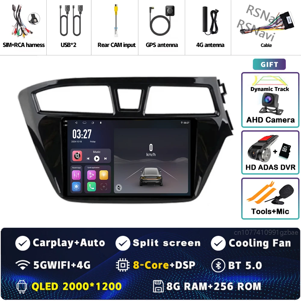 Android 15 wifi + 4G Carplay AUTO Autoradio Voor Hyundai I20 RHD 2015 2016 2017 2018 Navigatie GPS Video speler Stereo Multimedia